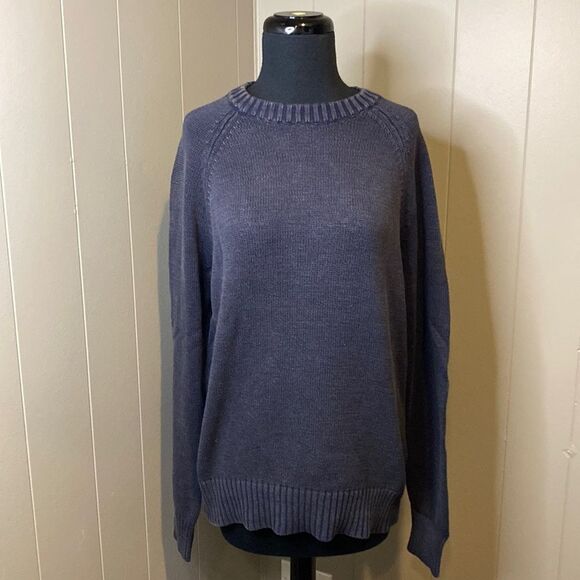 NWT Michael Stars Small Crew Neck Raglan Sweater Navy Knit - Picture 1 of 6